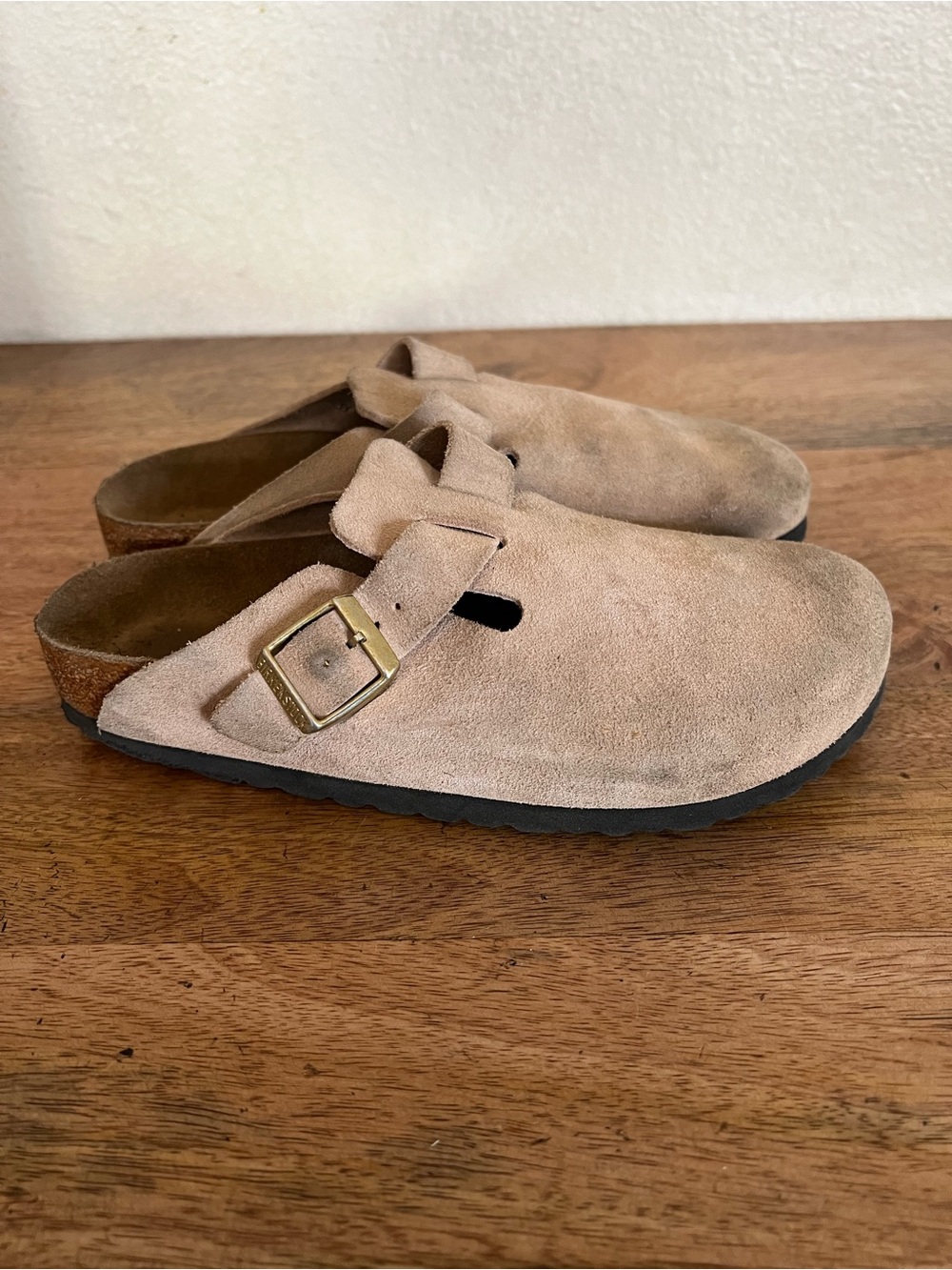 Birkenstock Boston Suede Sandcastle Clog Sandals Size 37 L 6-6.5 Narrow Fit